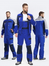 Костюм Вектрон-2 (тк.Смесовая,240) п/к, васильковый/т.синий/серый