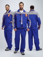Костюм Драга-1 (тк.Смесовая МВО,240) брюки, васильковый/св.серый/оранжевый