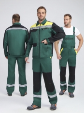Костюм ProfLineBase-2 (тк.Твил,210) п/к, зеленый/черный/желтый