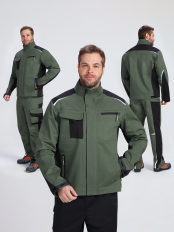Куртка ProfLineLeader (тк.Хлопок/Спандекс,260), хаки/черный