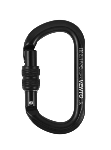 Карабин VENTO Овал с муфтой keylock, vpro 0042 black/vnt1042