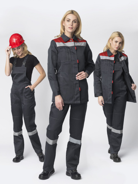Костюм женский Веснис-2 СОП (тк.Смесовая,210) п/к, т.серый/красный